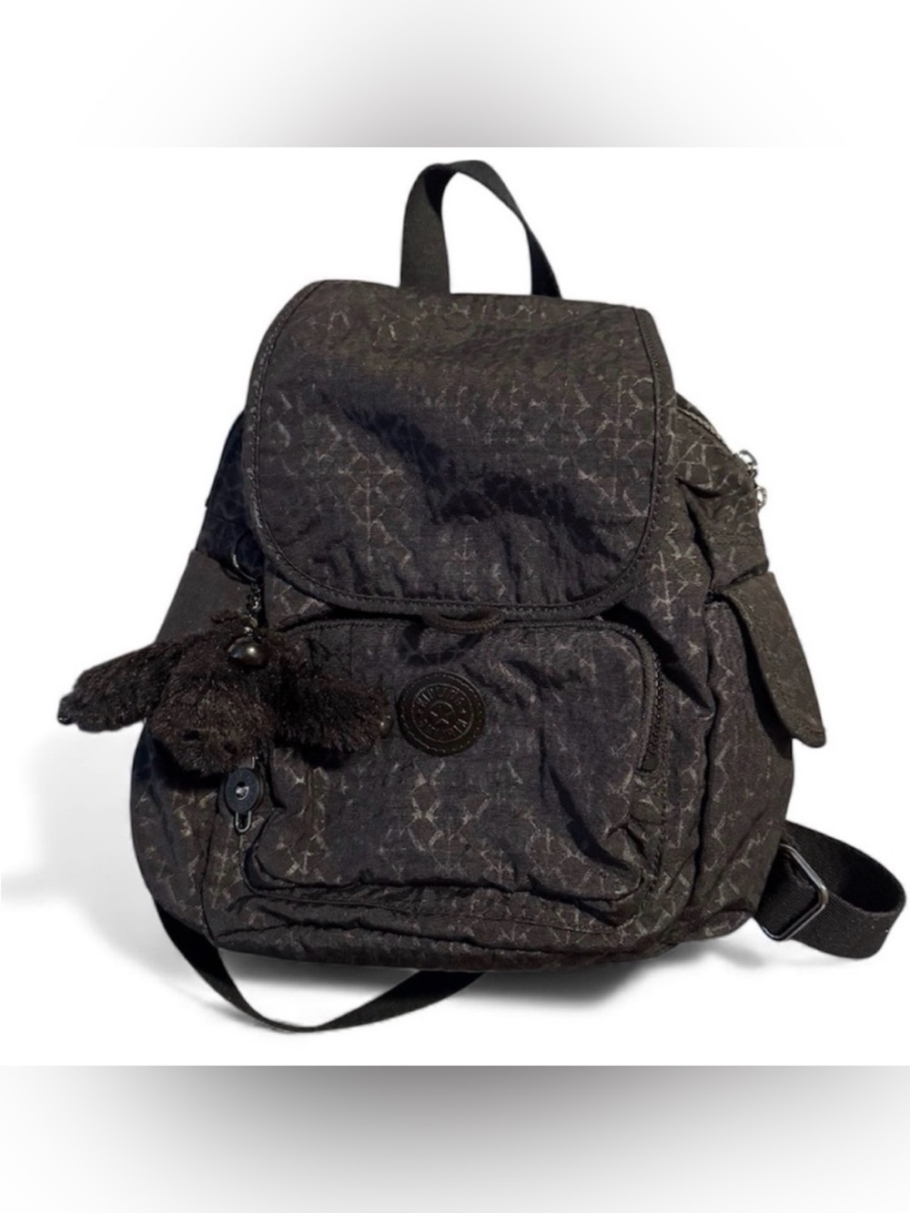 Kipling City Mini Backpack Pattern Black with Monkey